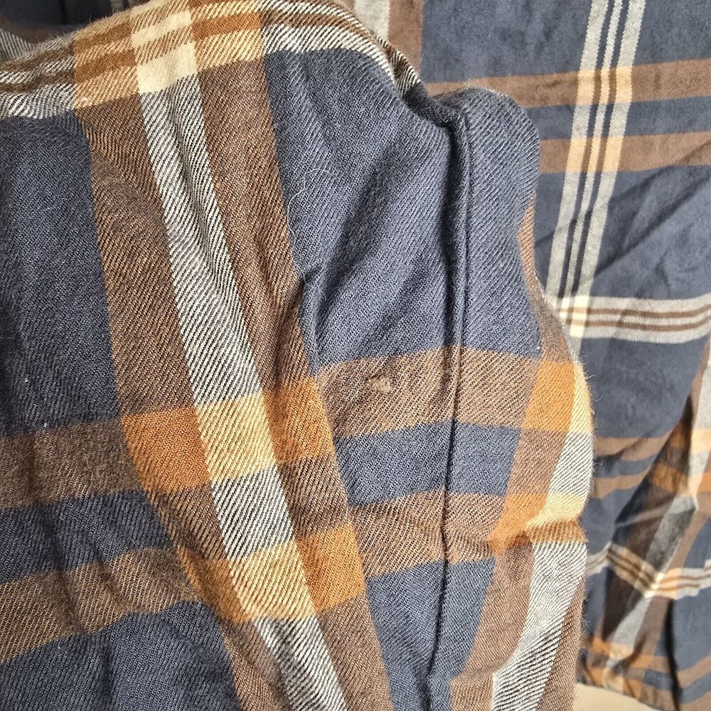 L.L. Bean Signature Women's L Grayish Blue Plaid 1/4 Button Pullover Drawstring - Picture 14 of 14